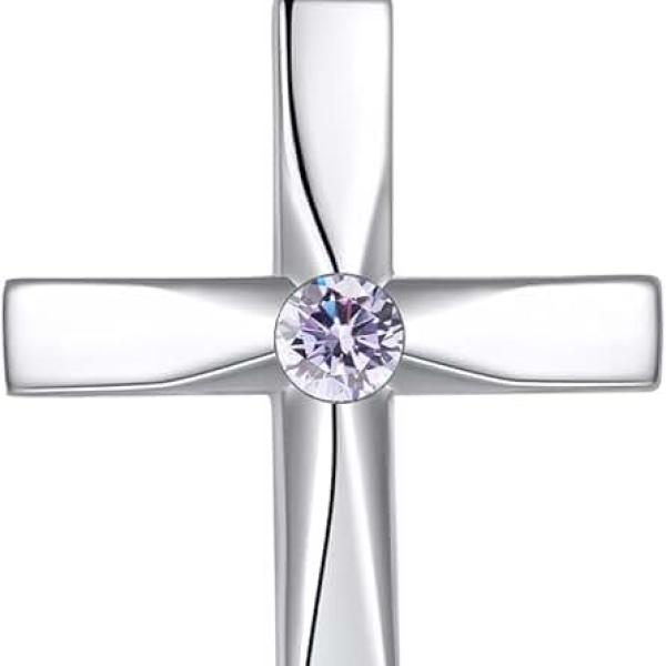 Cross Pendant Necklace 925 Sterling Silver Origami Cross Birthstone Pendant Necklace Religious