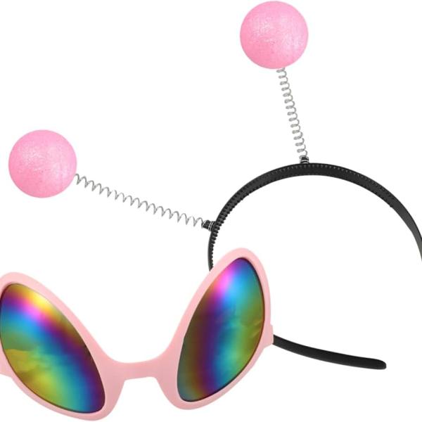 1 Set Alien Glasses Head Boppers Antenna Alien Rainbow Lens Glasses Alien Costume Accessories Alien