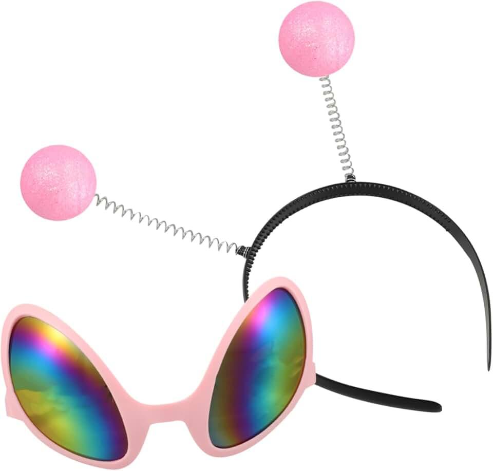 1 Set Alien Glasses Head Boppers Antenna Alien Rainbow Lens Glasses Alien Costume Accessories Alien