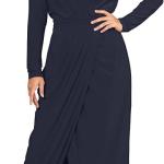 Womens Long Sleeve Formal Wrap Draped Cocktail V-Neck Gown Maxi Dress