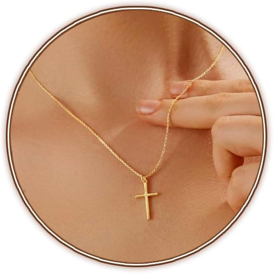 14K Gold Plated Cross Necklace for Women Dainty Women's Cross Pendant Necklace Jewelry Gifts for