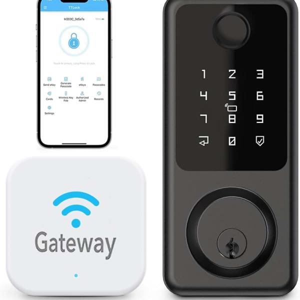 WiFi Smart Door Lock Keyless Entry Door Lock with G2 Gateway Electronic Keypad Deadbolt Compatible