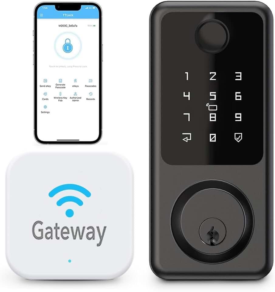 WiFi Smart Door Lock Keyless Entry Door Lock with G2 Gateway Electronic Keypad Deadbolt Compatible