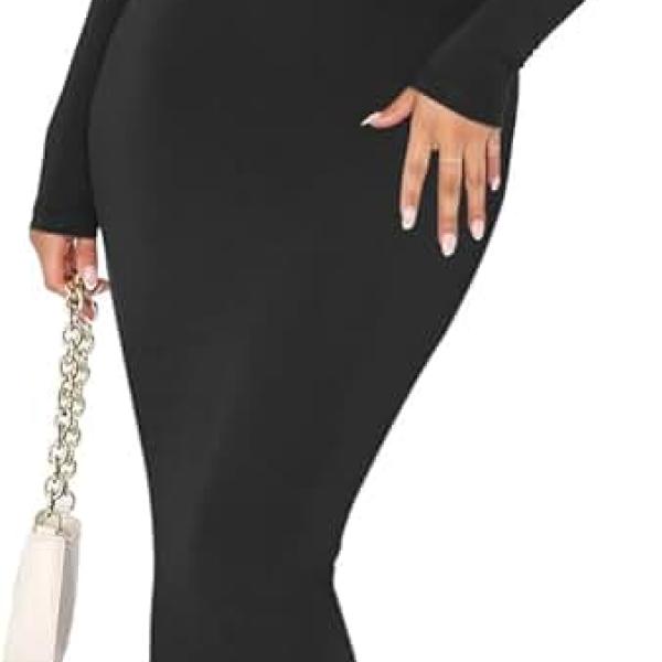 Women's Basic Sexy Square Neck Long Sleeve Bodycon Maxi Dress Casual Ribbed Soft Lounge Dresses