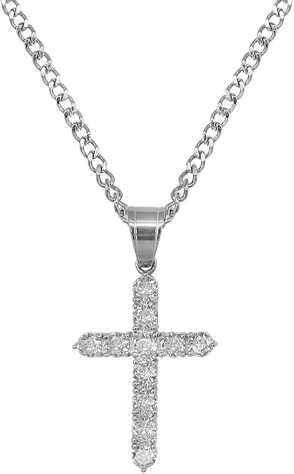 Sonateomber Holy Cross Pendant Necklace for Men Women - Catholic Christian Chunky Stainless Steel