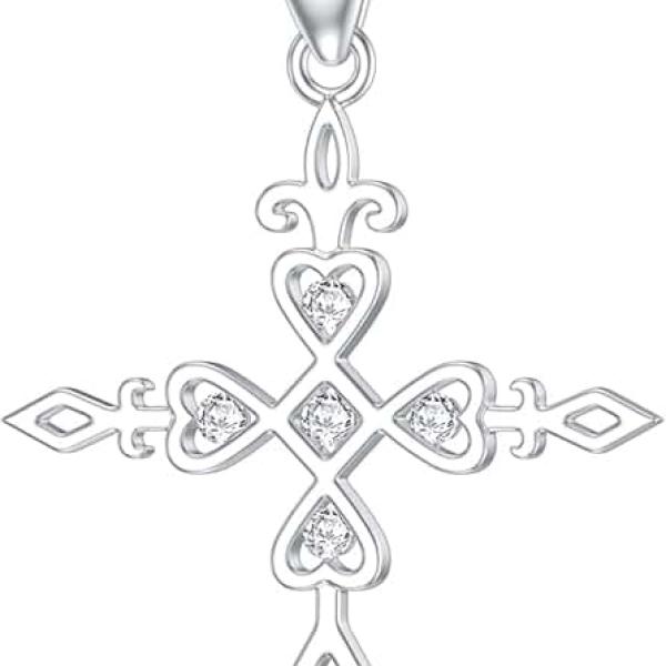 Diamond Cross Necklace for Women in 925 Sterling Silver