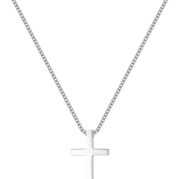 REVEMCN Black Gold Silver Cross Necklace for Boys Stainless Steel Mens Cross Pendant Chain Necklace