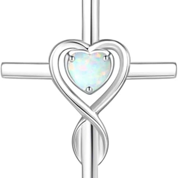 FANCIME Birthstone Cross Necklace for Women Birthstone Necklace Heart Infinity Cross Pendant