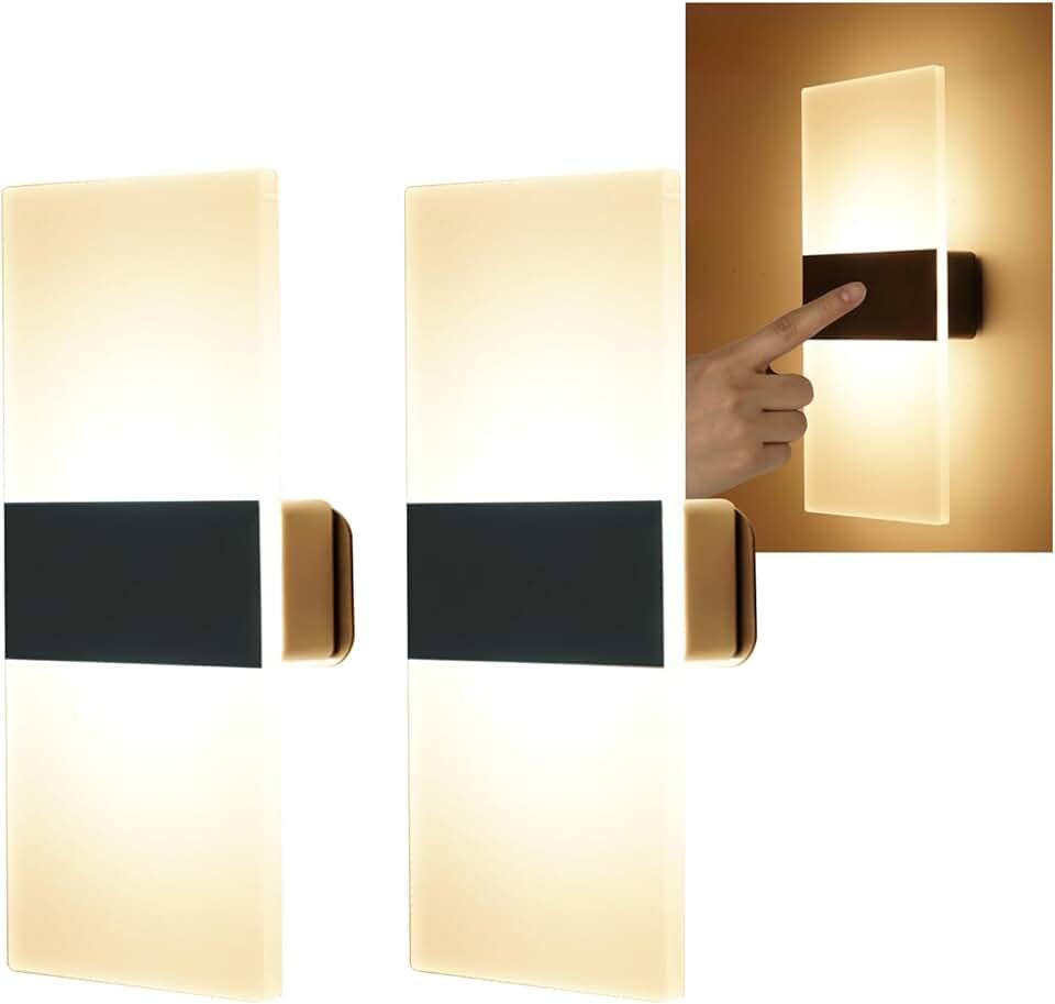 Wall Sconces,Modern Acrylic LED Wall Lamps for Living Room Bedroom Hallway,2 PCS USB Rechargeable