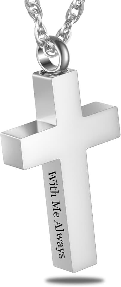 Cremation Cross Necklace for Ashes Cross Urns Locket Pendant Ashes Holder Stainless Steel Memorial