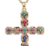 Dainty Gold Cross Pendant Necklace for Women - Gothic Catholic Christmas Costume Cross Jewelry Gift