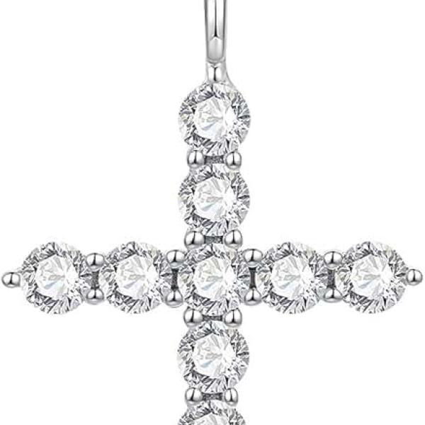 925 Sterling Silver Cross Necklace for Women, 18K Gold Plated AAAAA Cubic Zirconia Simulated