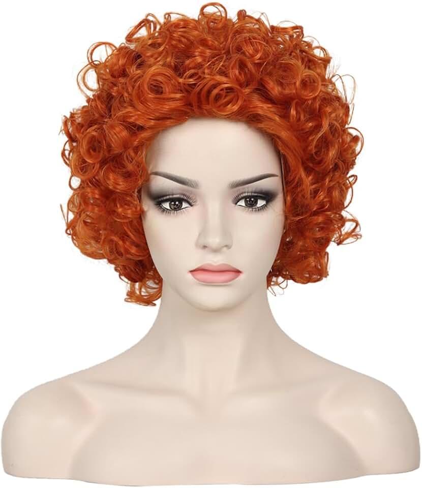 short Curly Orange Red Halloween Cosplay Wig Women