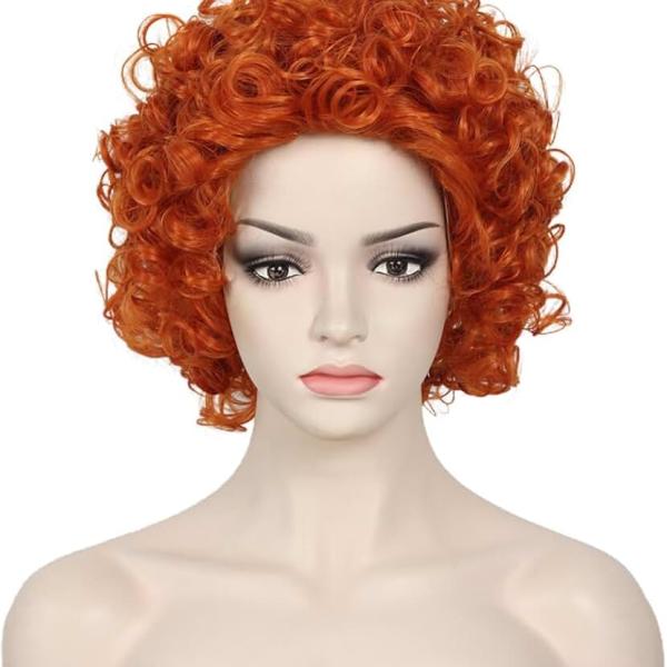 short Curly Orange Red Halloween Cosplay Wig Women