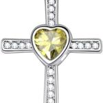 Jude Jewelers Stainless Steel Heart Birthstone Cross Statement Wedding Cocktail Party Pendant