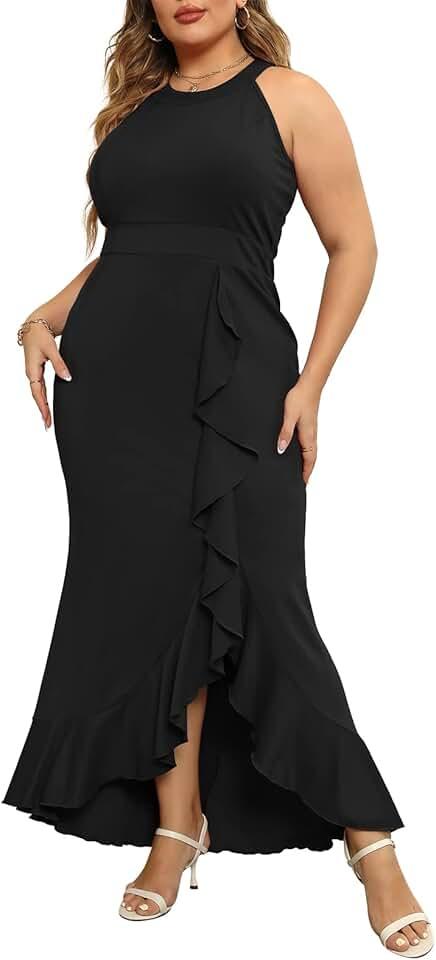 Plus Size Long Wedding Guest Dresses for Curvy Women, Formal Evening Gown, Maxi Cocktail Dress, Mermaid