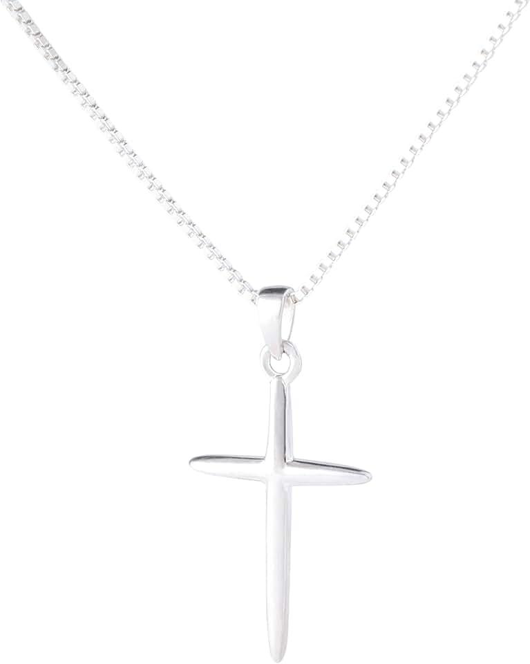 Sterling Silver Cross Necklace For Women, Cross Pendant Easy to Wear – Classic Silver Cross