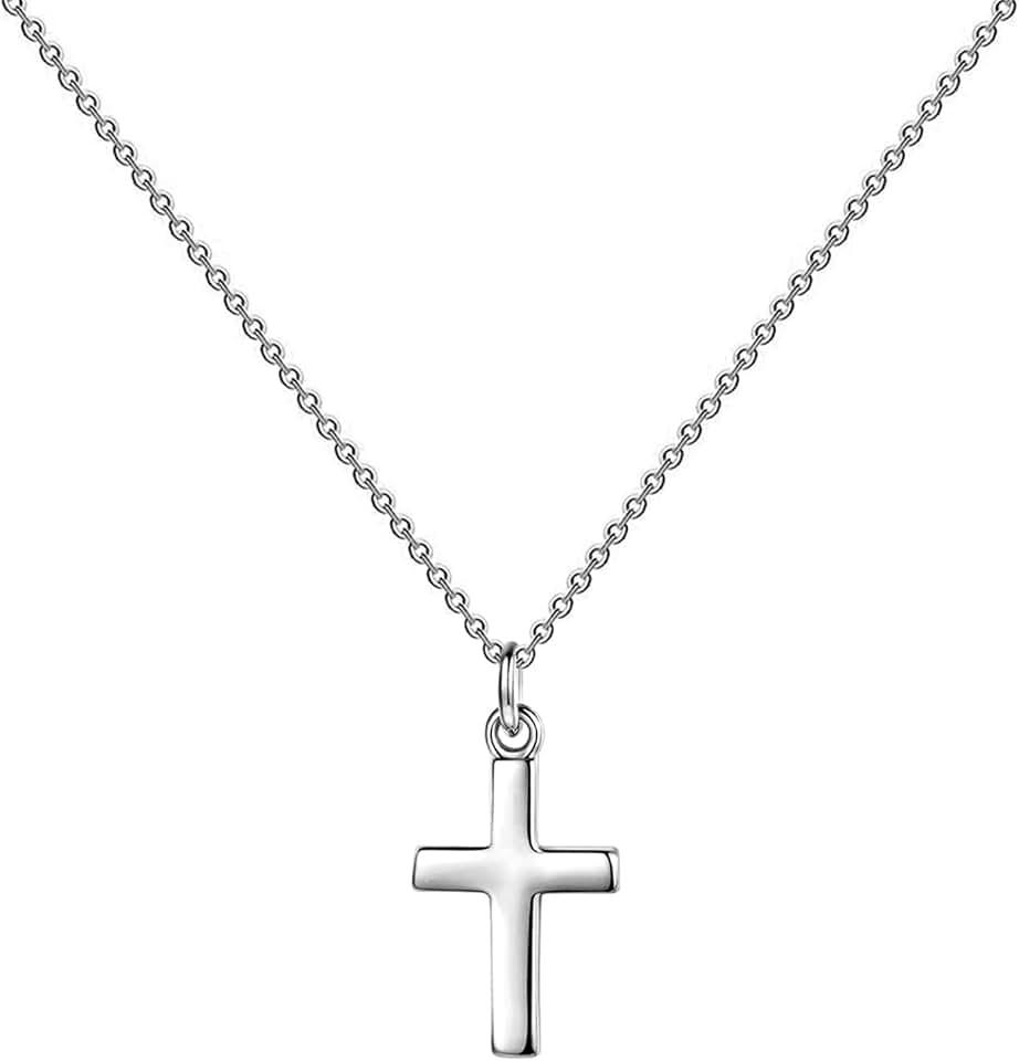 S925 Sterling Silver Tiny Cross Pendant Necklace for Women Dainty Cross Necklaces Mothers Day