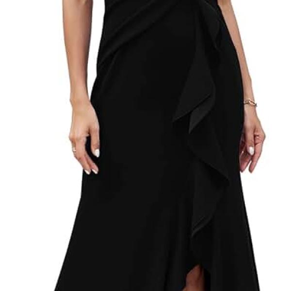 Long Black Evening Gowns for Women Formal Dresses for Women Evening Party Elegant V Neck Sleeveless Split Wrap