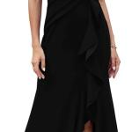 Long Black Evening Gowns for Women Formal Dresses for Women Evening Party Elegant V Neck Sleeveless Split Wrap