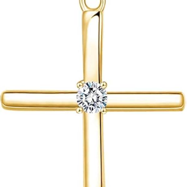 Cross Necklace for Women, Exquisite Gemstone, 18K Gold Necklace for Women, Gold, Cubic Zirconia