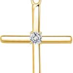 Cross Necklace for Women, Exquisite Gemstone, 18K Gold Necklace for Women, Gold, Cubic Zirconia