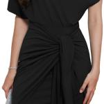 Women's One Shoulder Cocktail Dress 2024 Elegant Ruched Belted Wedding Guest Formal Bodycon Dress