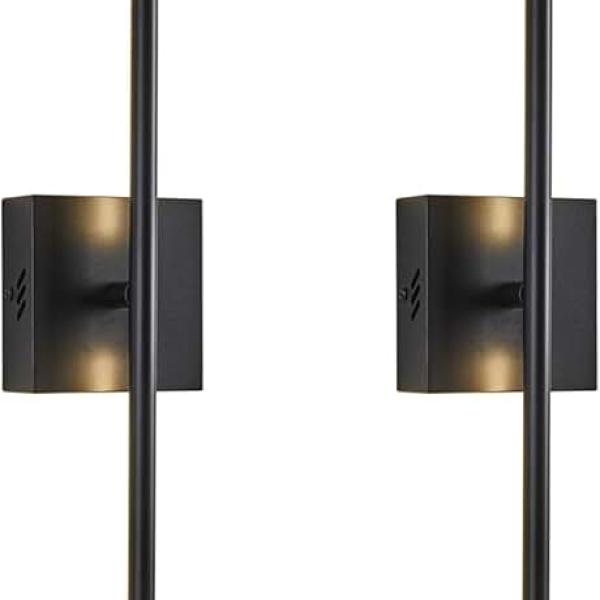 Wall Sconces Set of Two, Hardwired Retro Industrial Wall Lamps, 3000K LED Black Wall Sconce, 360°