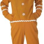 Adult Gingerbread Man Costume, Long Sleeve Hooded Patchwork Jumpsuit Theme Party Cosplay Costume