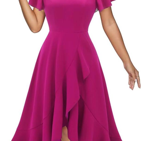 Women's Formal Cocktail Dresses 2024 Wedding Guest Bridesmaid Homecoming Fall Dress V-Neck Tea Party Dresses