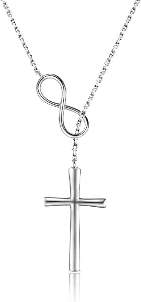 925 Sterling Silver Faith Hope Love Cross Pendant Necklace for Women Christian Birthday Christmas