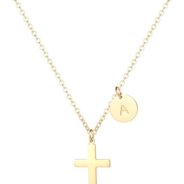 Cross Necklace for Women,18K Gold Plated Initial Cross Pendant Necklace for women