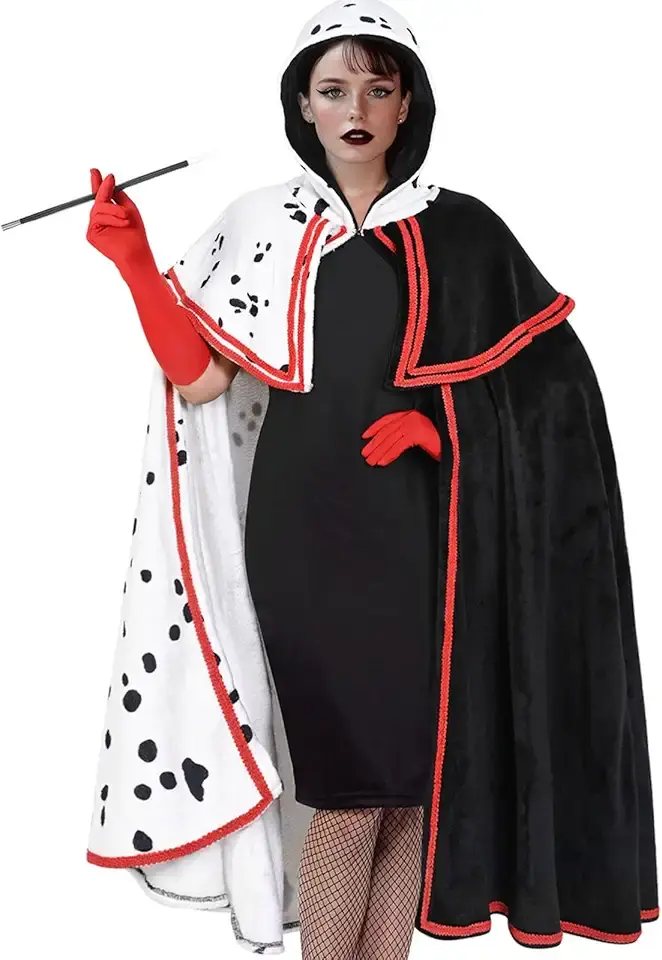 Halloween Costumes Woman 2024, Witch Cloak for Women with Hood, Dalmatian Halloween Costumes Set