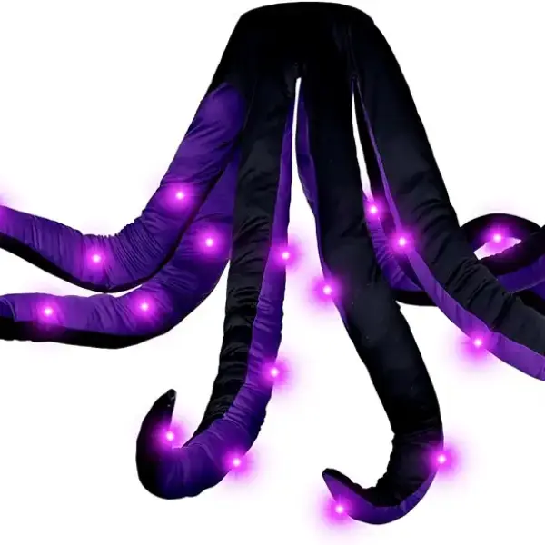 Women Octopus Costume with Light, Purple Octopus Tentacles Skirt Adult Mermaid Villain Witch