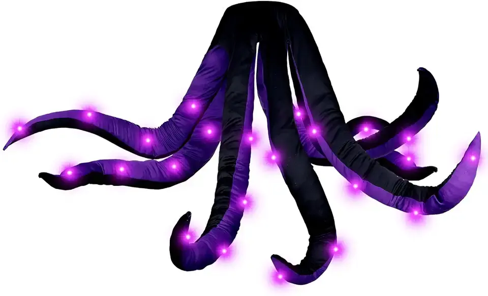 Women Octopus Costume with Light, Purple Octopus Tentacles Skirt Adult Mermaid Villain Witch