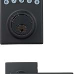 Amazon Basics - Contemporary Electronic Keypad Deadbolt Door Lock with Passage Lever, Matte Black,