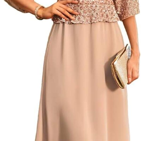 Sequin Dress for Women 2024 Mother of The Bride Dresses Wedding Guest Formal Chiffon Evening Gown