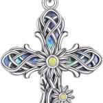 Religious Cross Pendant Necklace Sterling Silver Origami Cross Pendant Gifts for Women Men Jewelry