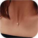 Cross Necklace for Women - 18K Gold Plated Cross Necklace Dainty Gold Cross Necklace Tiny Sideway