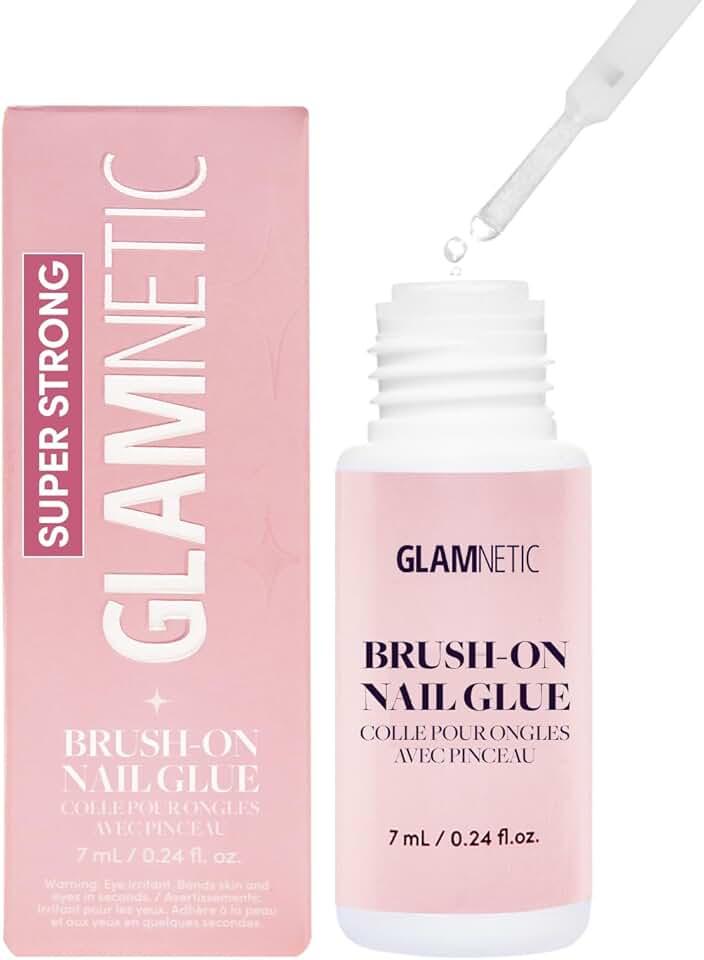 Glamnetic Super Strong Brush On Nail Glue | Brush Tip Applicator, Mess Free, Travel Friendly, Vegan