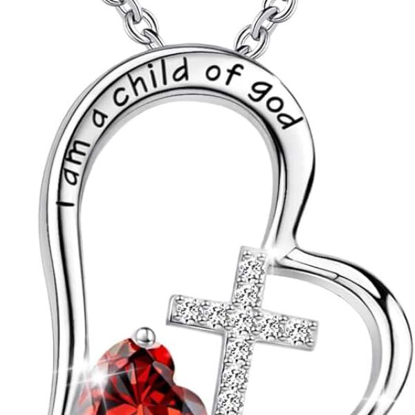 925 Sterling Silver I Am a Child of God Cross Pendant Necklaces for Women, Cross Necklace for