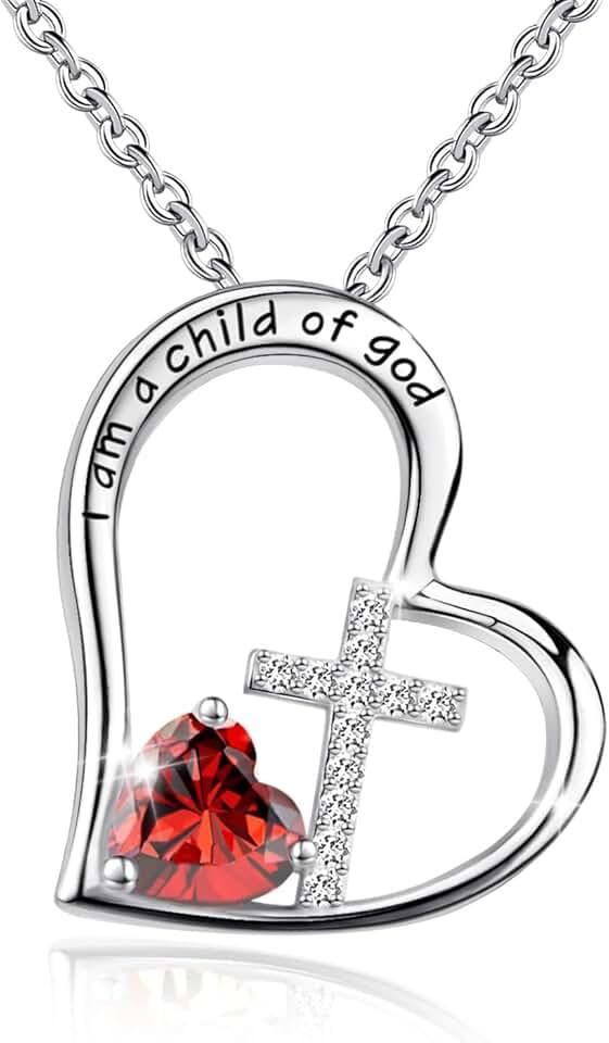 925 Sterling Silver I Am a Child of God Cross Pendant Necklaces for Women, Cross Necklace for