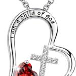 925 Sterling Silver I Am a Child of God Cross Pendant Necklaces for Women, Cross Necklace for