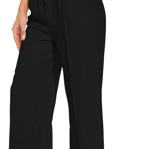 FUNYYZO Women's Wide Leg Pants High Elastic Waisted in The Back Business Work Trousers Long Straight Suit Pants