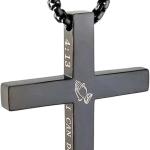 Cross Necklace Stainless Steel Necklace Religious Bible Verse Pendant Crucifix Necklace Faith