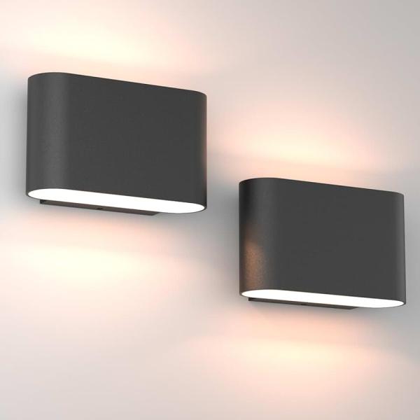 Aipsun Black Modern LED Wall Sconces Set of 2 Indoor Wall Lights Hardwired Up and Down Wall Mount