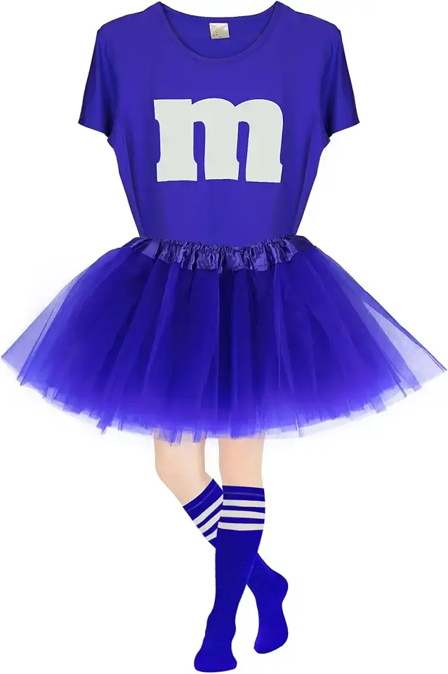 Letter M Halloween Costume Set T-Shirt Tutu Tube Socks Team Group Costumes for Women Halloween