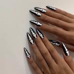 24Pcs Gothic Bones Press on Nails-Long Halloween Fake Nails Full Cover Pointed Almond False Nails