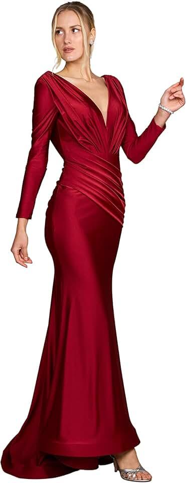 Long Sleeve Formal Fitted Evening Dress