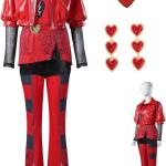 Women Rise of Red Cosplay Top Vest Pants Outfit Queen of Heart Red Costume Mask Necklace Halloween